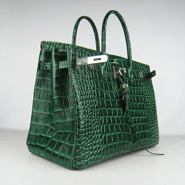 Replica Hermes Birkin 40CM Crocodile Veins Leather Bag Dark Green 6099 Online